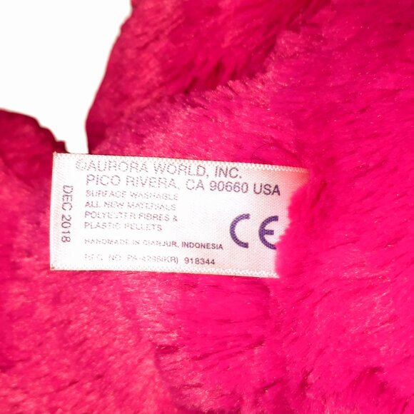 2018 Aurora Purely Luxe Pink Bunny Rabbit Plush Beanbag Toy 11" - Picture 6 of 7